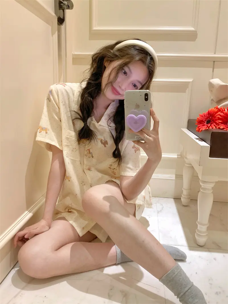 사슴 포인트 반소매 홈웨어 세트 상세 이미지 7