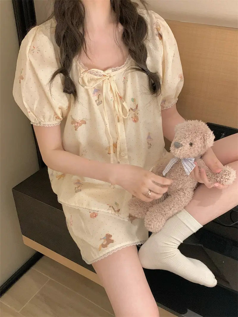 플라워 패턴 레이스 홈웨어 세트 상세 이미지 10