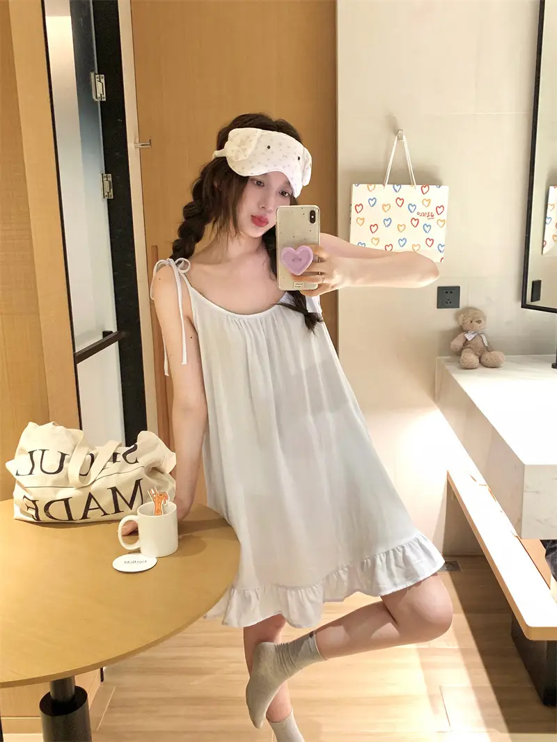 여성용 하늘색 홈웨어 블라우스 상세 이미지 5