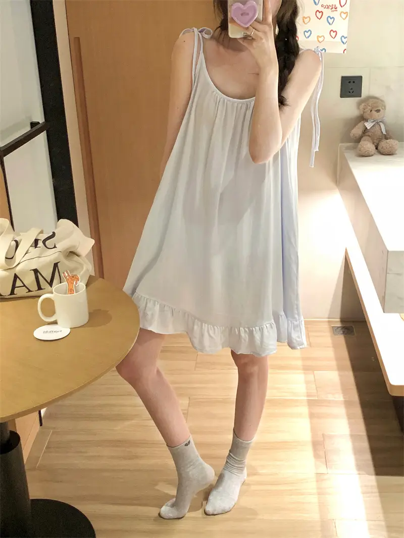 여성용 하늘색 홈웨어 블라우스 상세 이미지 10
