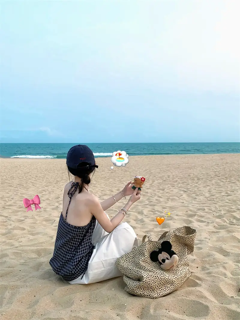 블루 체크 무슬리브 홀터넥 탑 상세 이미지 1