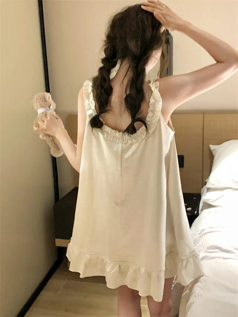 프렌치 로맨틱 진주 화이트 나이트드레스 상세 이미지 1