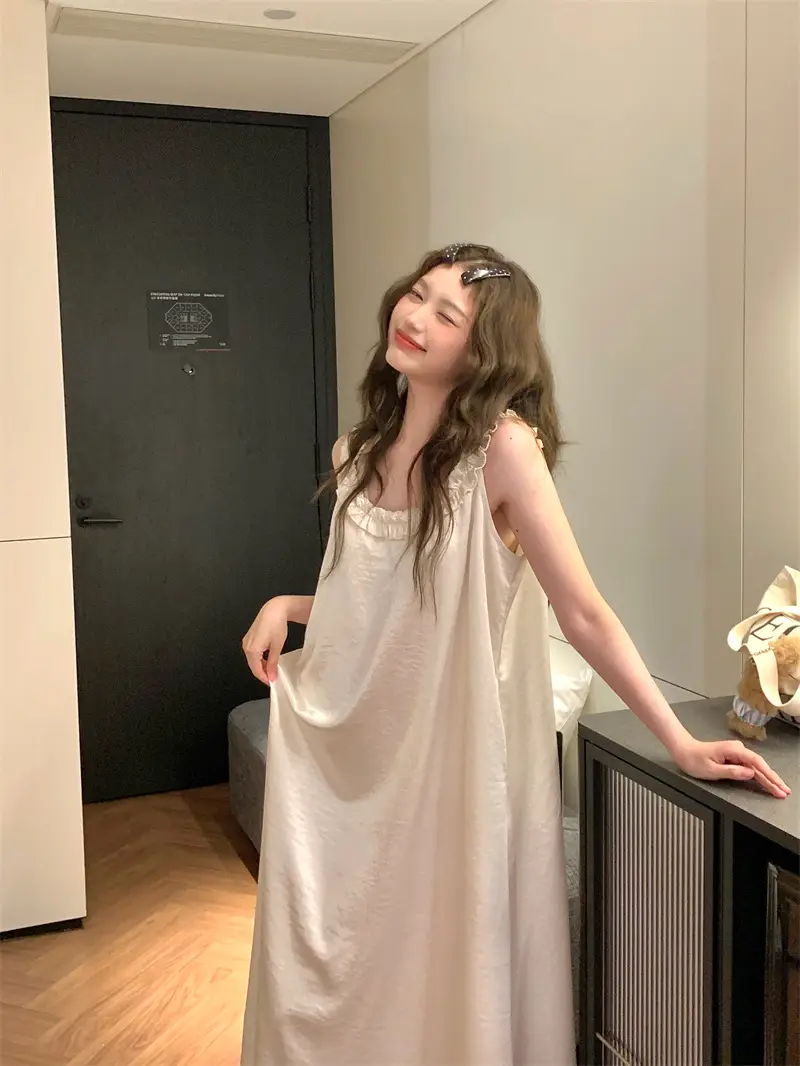 프렌치 로맨틱 진주 화이트 나이트드레스 상세 이미지 2