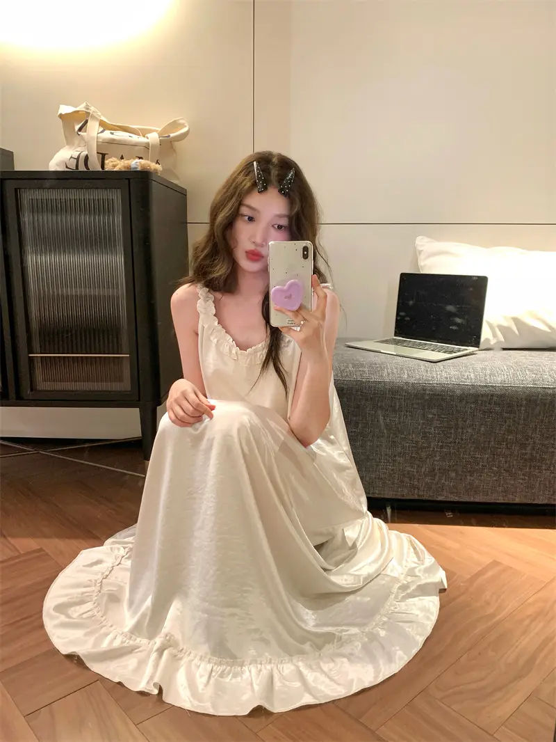 프렌치 로맨틱 진주 화이트 나이트드레스 상세 이미지 6