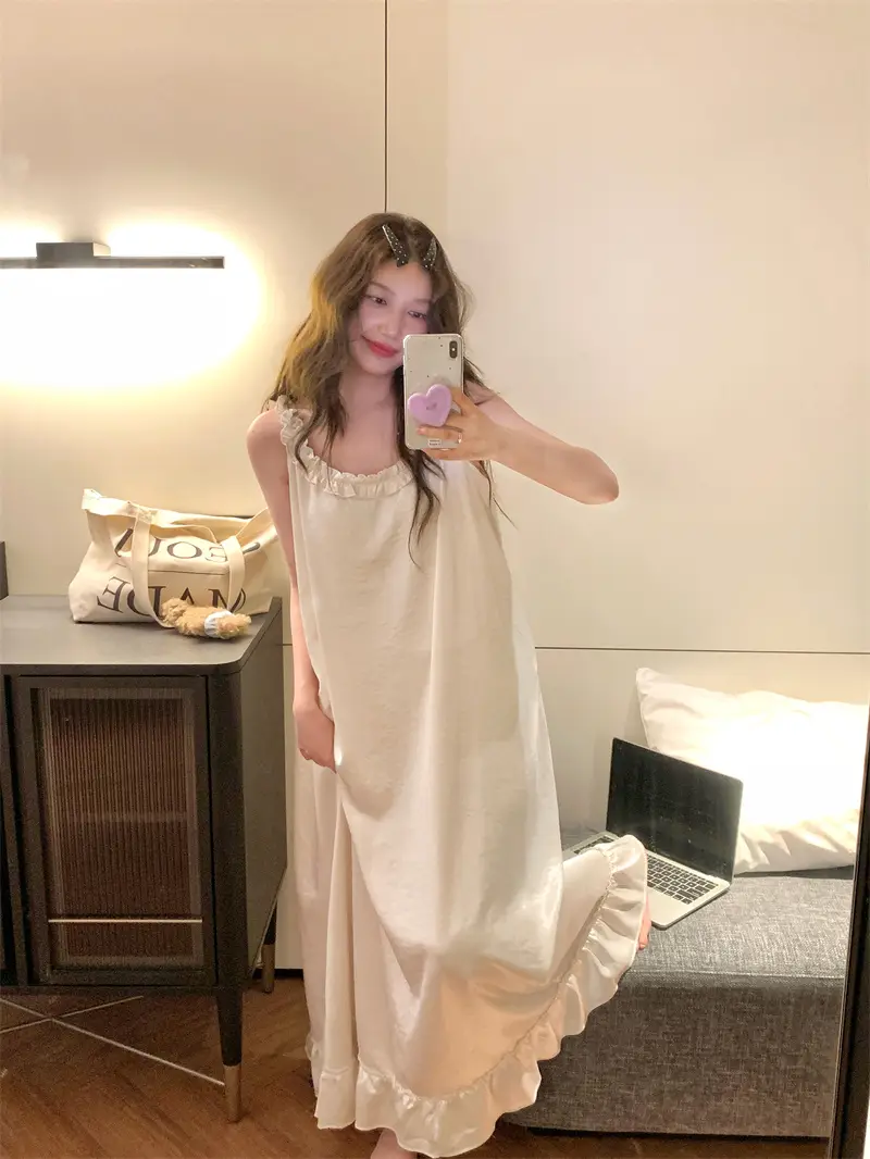 프렌치 로맨틱 진주 화이트 나이트드레스 상세 이미지 7