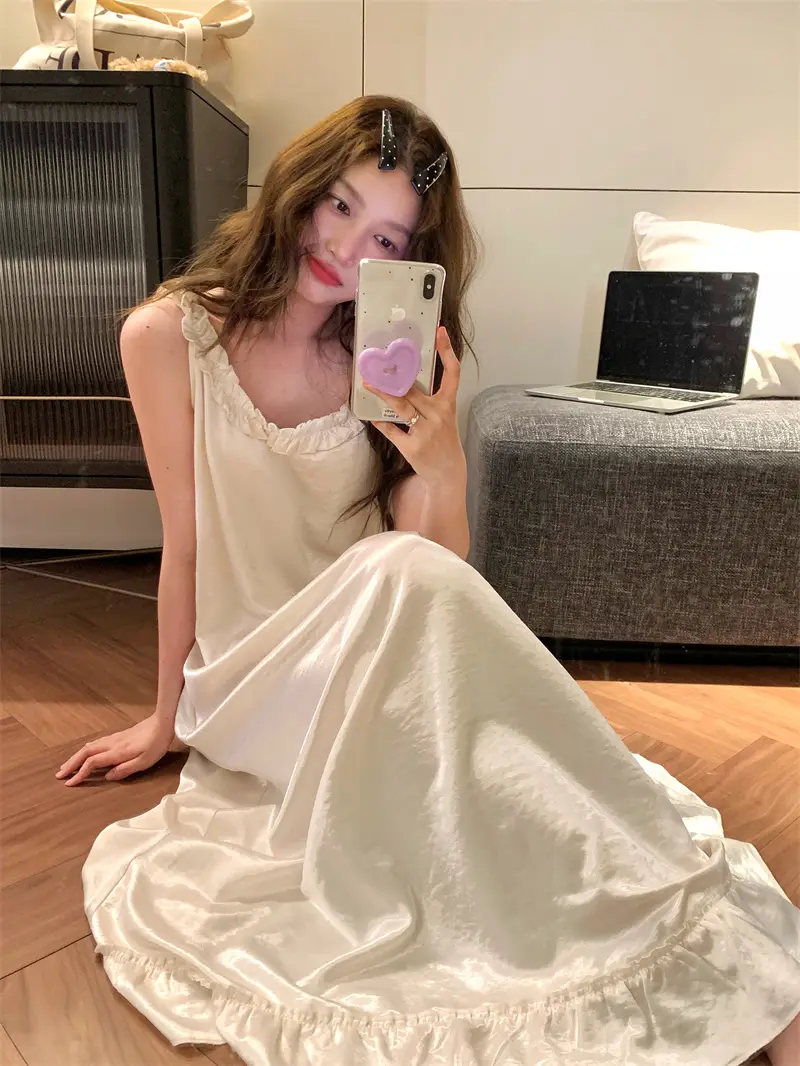 프렌치 로맨틱 진주 화이트 나이트드레스 상세 이미지 9