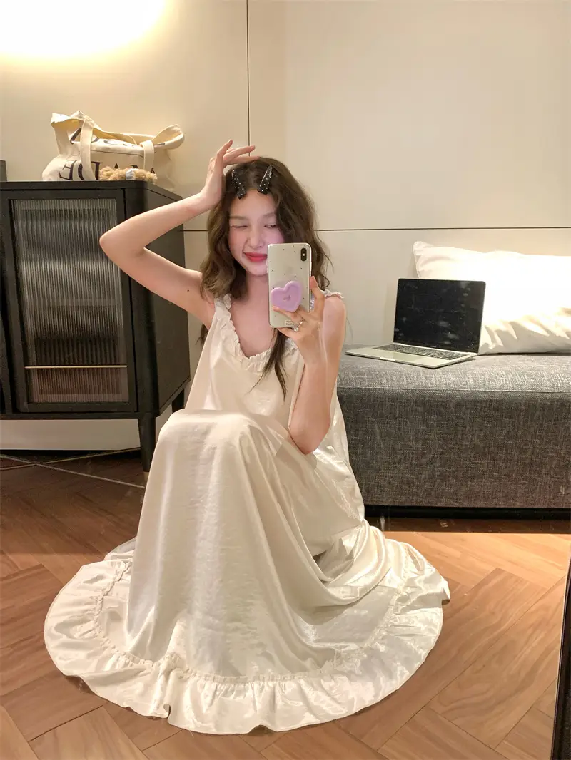 프렌치 로맨틱 진주 화이트 나이트드레스 상세 이미지 13