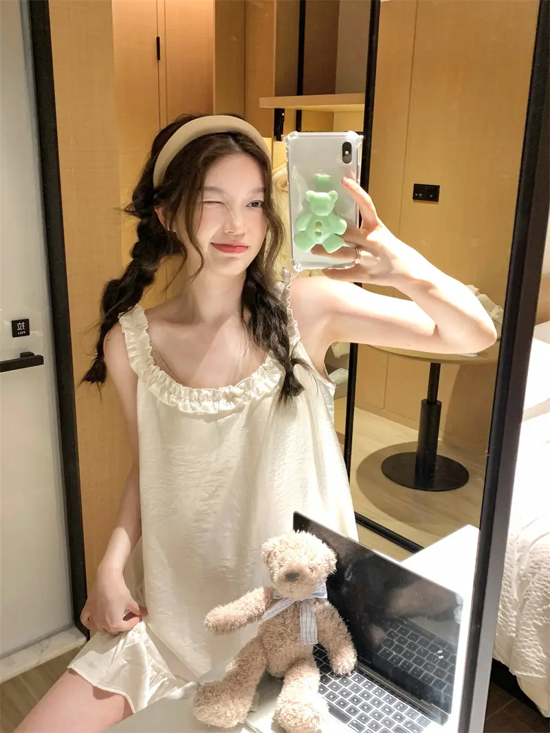 프렌치 로맨틱 진주 화이트 나이트드레스 상세 이미지 15