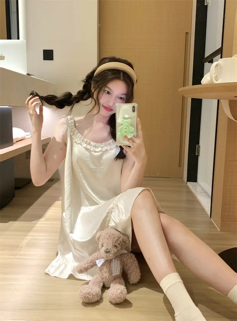 프렌치 로맨틱 진주 화이트 나이트드레스 상세 이미지 16