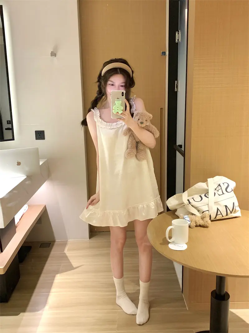 프렌치 로맨틱 진주 화이트 나이트드레스 상세 이미지 17