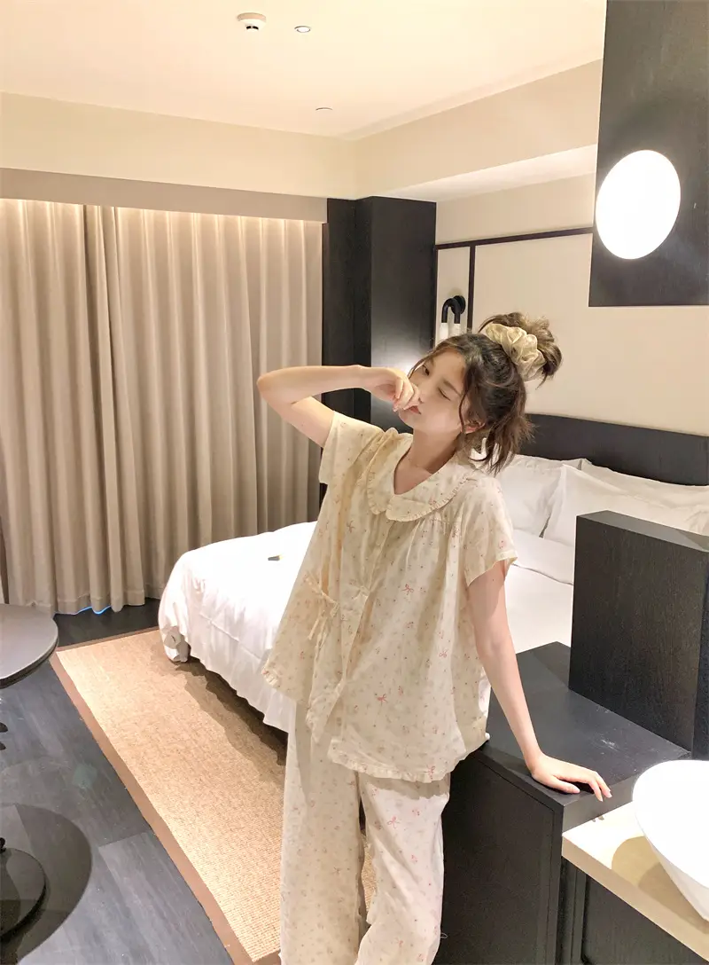 러블리 꽃무늬 반소매 홈웨어 세트 상세 이미지 10