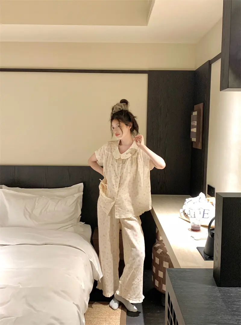 러블리 꽃무늬 반소매 홈웨어 세트 상세 이미지 11