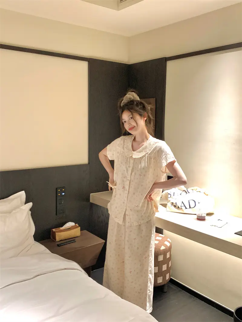 러블리 꽃무늬 반소매 홈웨어 세트 상세 이미지 13