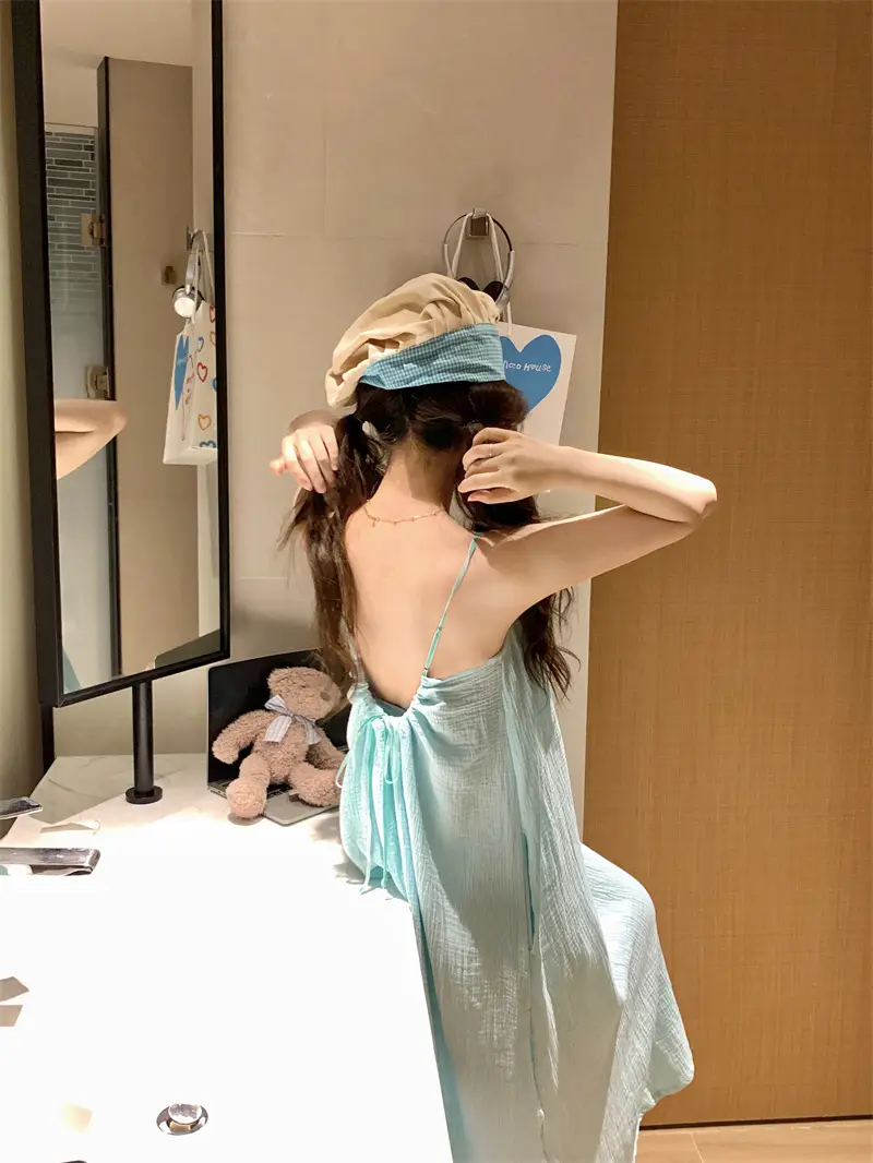 순면 패드 일체형 슬리브리스 홈웨어 나이트드레스 상세 이미지 2