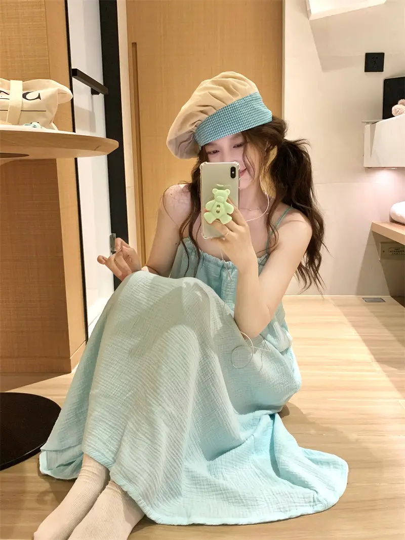 순면 패드 일체형 슬리브리스 홈웨어 나이트드레스 상세 이미지 5