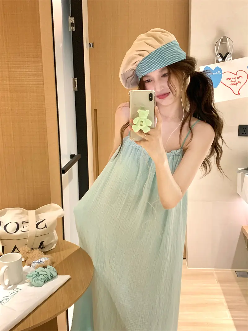 순면 패드 일체형 슬리브리스 홈웨어 나이트드레스 상세 이미지 8