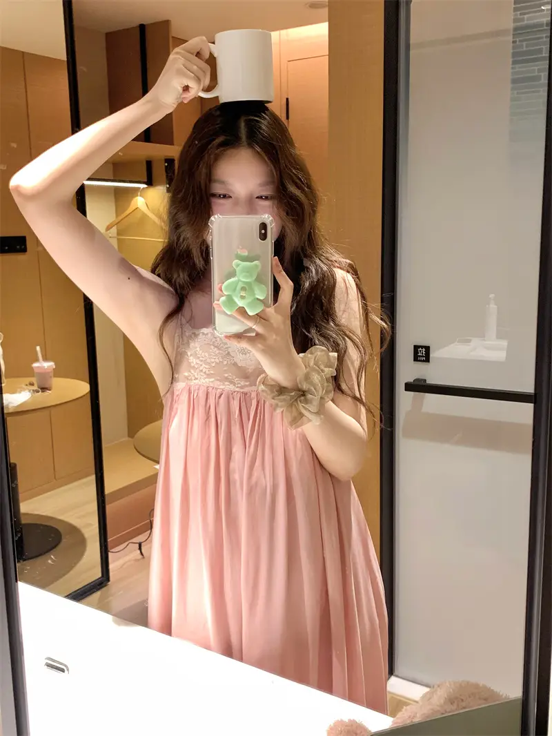 레이스 컵 내장 슬립 나이트드레스 상세 이미지 2