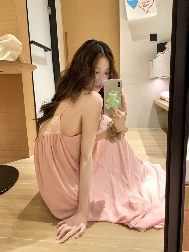 레이스 컵 내장 슬립 나이트드레스 상세 이미지 3