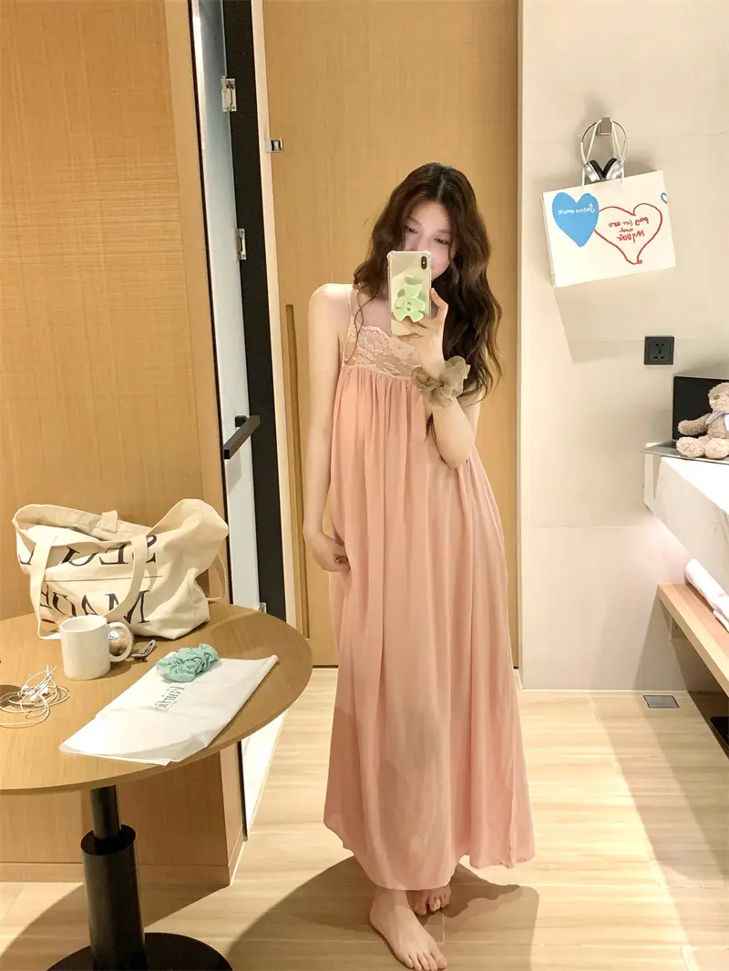 레이스 컵 내장 슬립 나이트드레스 상세 이미지 5