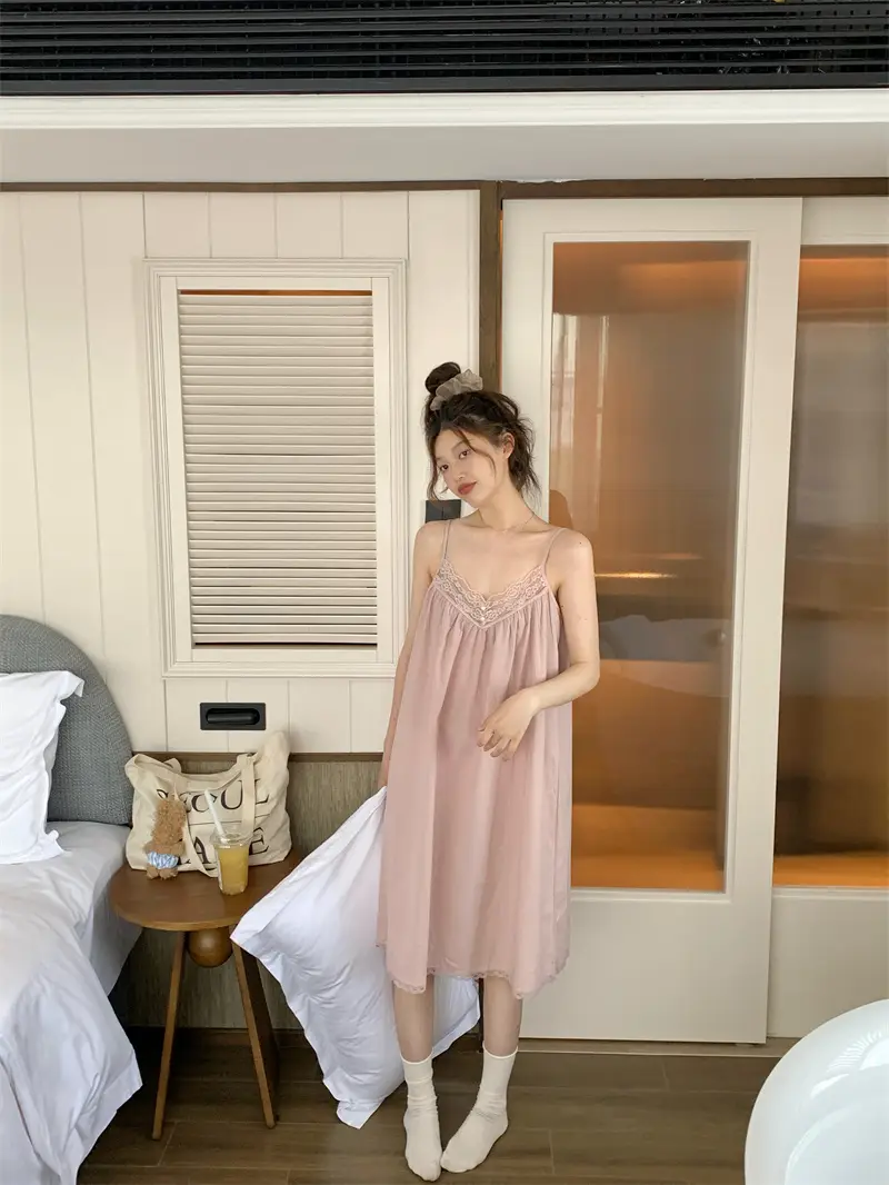 레이스 슬리브리스 홈웨어 나이트드레스 상세 이미지 3