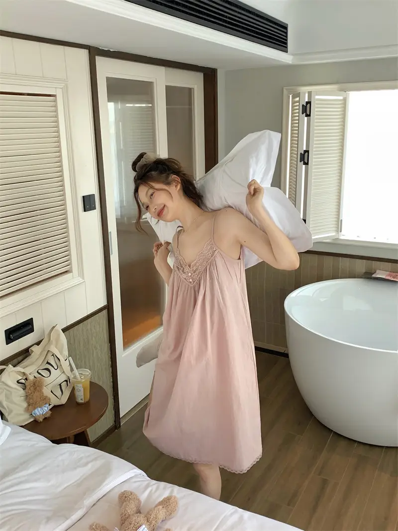레이스 슬리브리스 홈웨어 나이트드레스 상세 이미지 4
