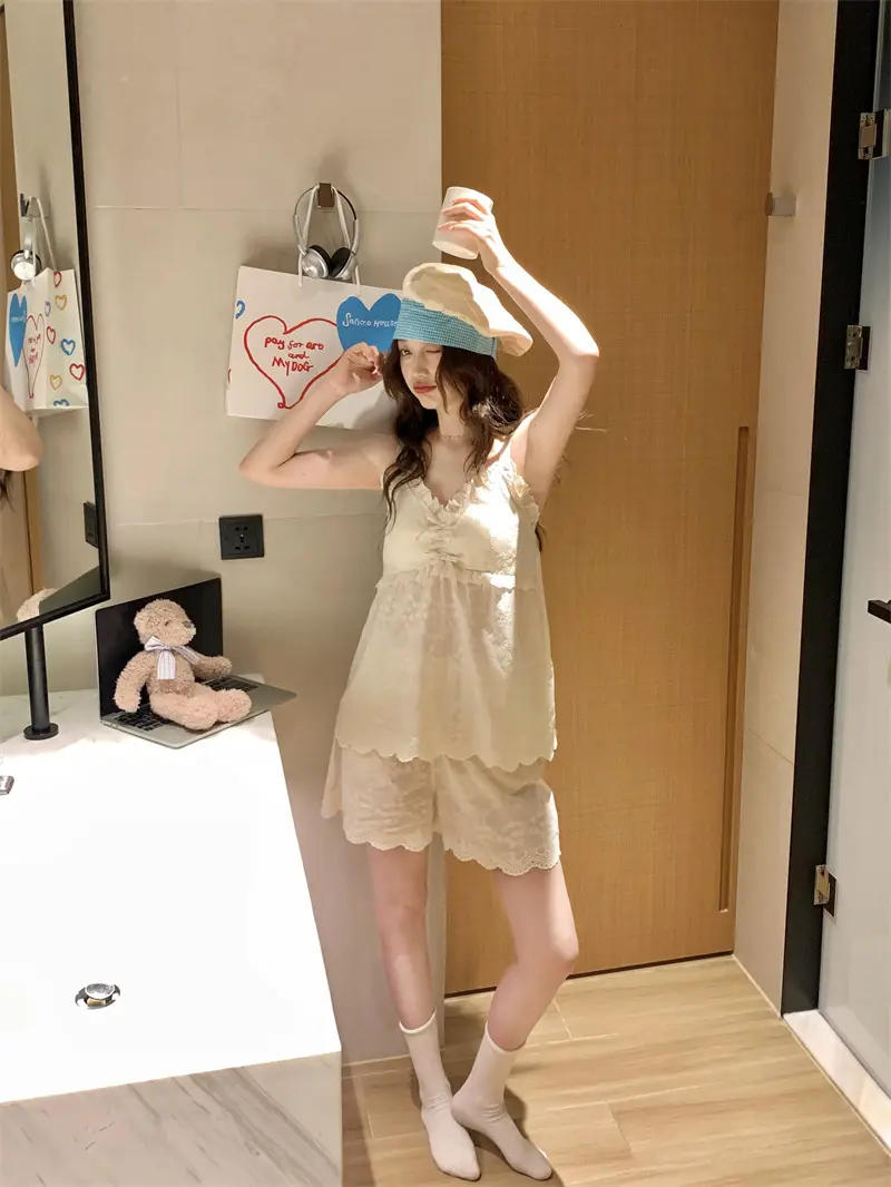 한국인기 러블리 자수 홈웨어 세트 상세 이미지 3