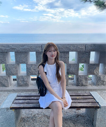 실사 민소매 행침 목 허리 수축 퍼프 꽃밭 드레스