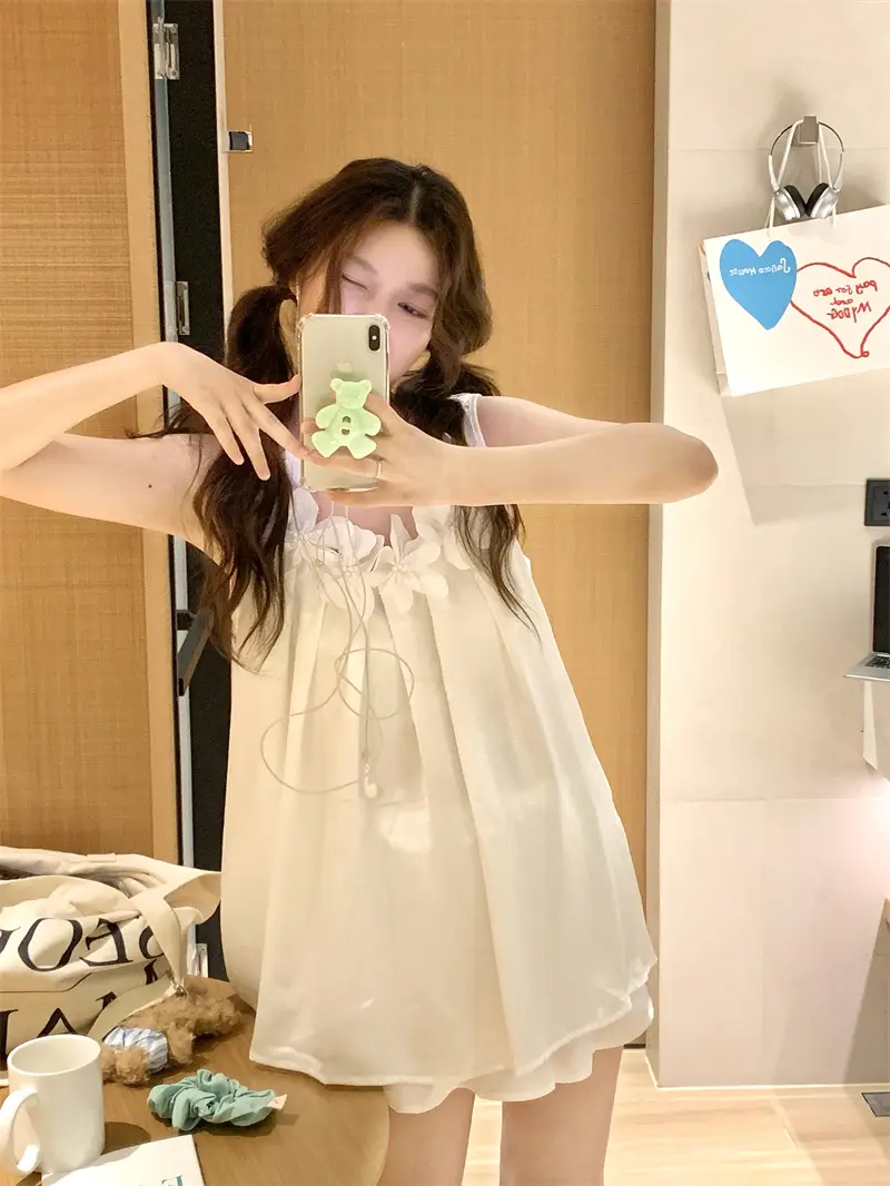 프렌치 스타일 진주 화이트 홈웨어 세트 상세 이미지 6