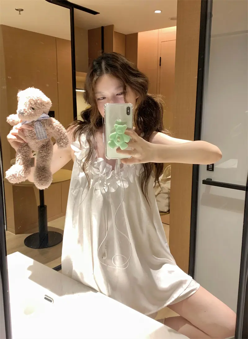 프렌치 스타일 진주 화이트 홈웨어 세트 상세 이미지 9