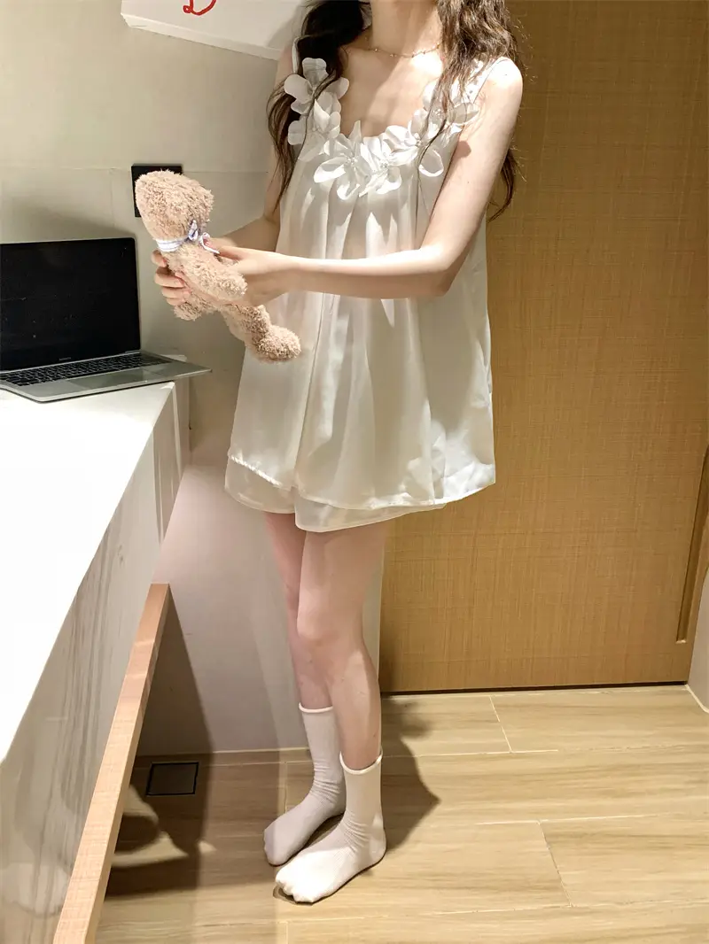 프렌치 스타일 진주 화이트 홈웨어 세트 상세 이미지 10