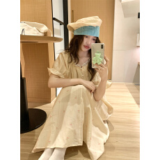 批发实拍 小清新甜美条纹樱桃<b class='q'>纯棉</b>蕾丝花边家居服睡衣<b class='q'>睡裙</b>