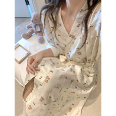 批发实拍   韩系童趣可爱蝴蝶结狗狗小少女家居服睡衣睡袍