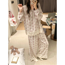 实拍   甜美可爱卡通小象碎花蕾丝花边家居服睡衣套装