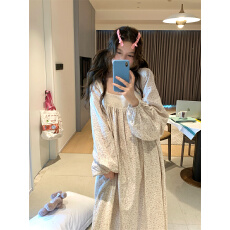 批发实拍  法式浪漫蕾丝甜美紫碎花温柔家居服睡衣睡裙