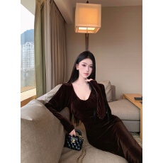 批发实价实拍    繁花复古显瘦气质性感女人高腰V子<b class='q'>连衣裙</b>长裙