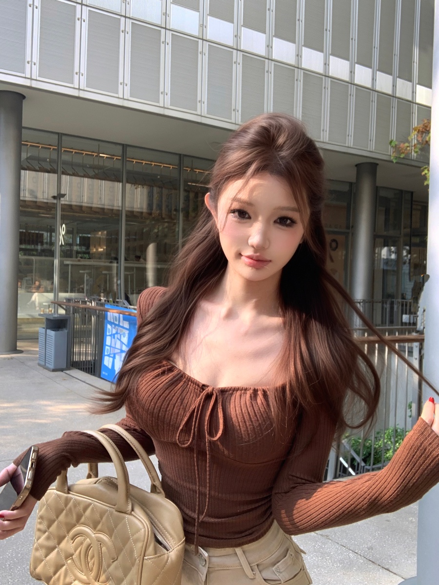 정가 실사 순수한 욕망 스트랩 긴팔 여성 구덩이 기사 광장 칼라 디스플레이 화이트 기본 셔츠 맨위 긴팔 티셔츠