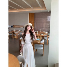 批发实价实拍  雪花棉纺麻舒适收腰斜肩T半身<b class='q'>裙</b>套装