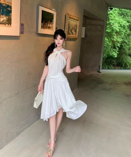정가 실사 도루 가을 비틀림 펌프 Pleat 행침 목 드레스