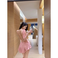 批发实价实拍   芭蕾少女风性感交叉露背U领修身<b class='q'>连衣裙</b>两件套