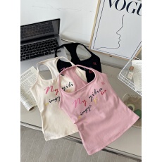 批发实价 秋冬季新款磨毛吊带背心撞色修身内搭带胸垫上衣