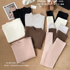 批发实价 恒温美肤套装打底衫女秋冬保暖无痕修身内穿圆领睡衣女套装