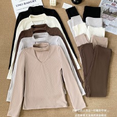 批发实价 恒温美肤套装打底衫女秋冬保暖无痕修身内穿圆领睡衣女套装