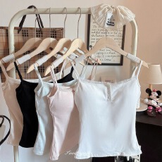 批发实拍实价秋冬加绒韩版蕾丝百搭背心吊带女带胸垫一体内搭打底内衣