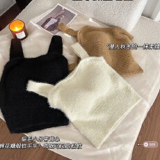 批发实价 仿水貂毛绒吊带背心女装秋季保暖内搭针织外穿打底衫上衣