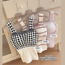 批发实拍实价冬季羊绒带胸垫保暖吊带背心免穿文胸一体加绒加厚内衣女