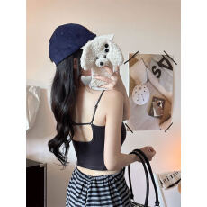 批发实拍 特价不减  磨毛保暖秋冬辣妹带胸垫吊带女内搭外穿美背抹胸