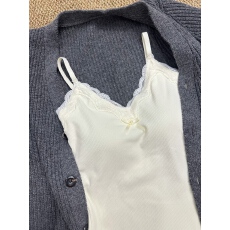 批发实价 纯欲蕾丝拼接吊带背心秋季内搭带胸垫磨毛打底上衣