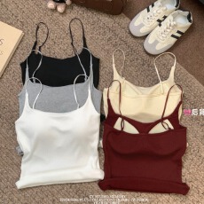 批发实拍 特价不减 少秋冬磨毛可调节女加绒加厚打底吊带显瘦保暖内衣