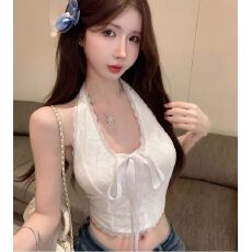 批发特价不减 蝴蝶结v领蕾丝吊带背心女外穿<b class='q'>春</b>甜辣妹性感挂脖抹胸上衣