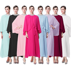 批发仙气飘飘气质斗篷<b class='q'>连衣裙</b>重工手工钉珠礼服裙长裙